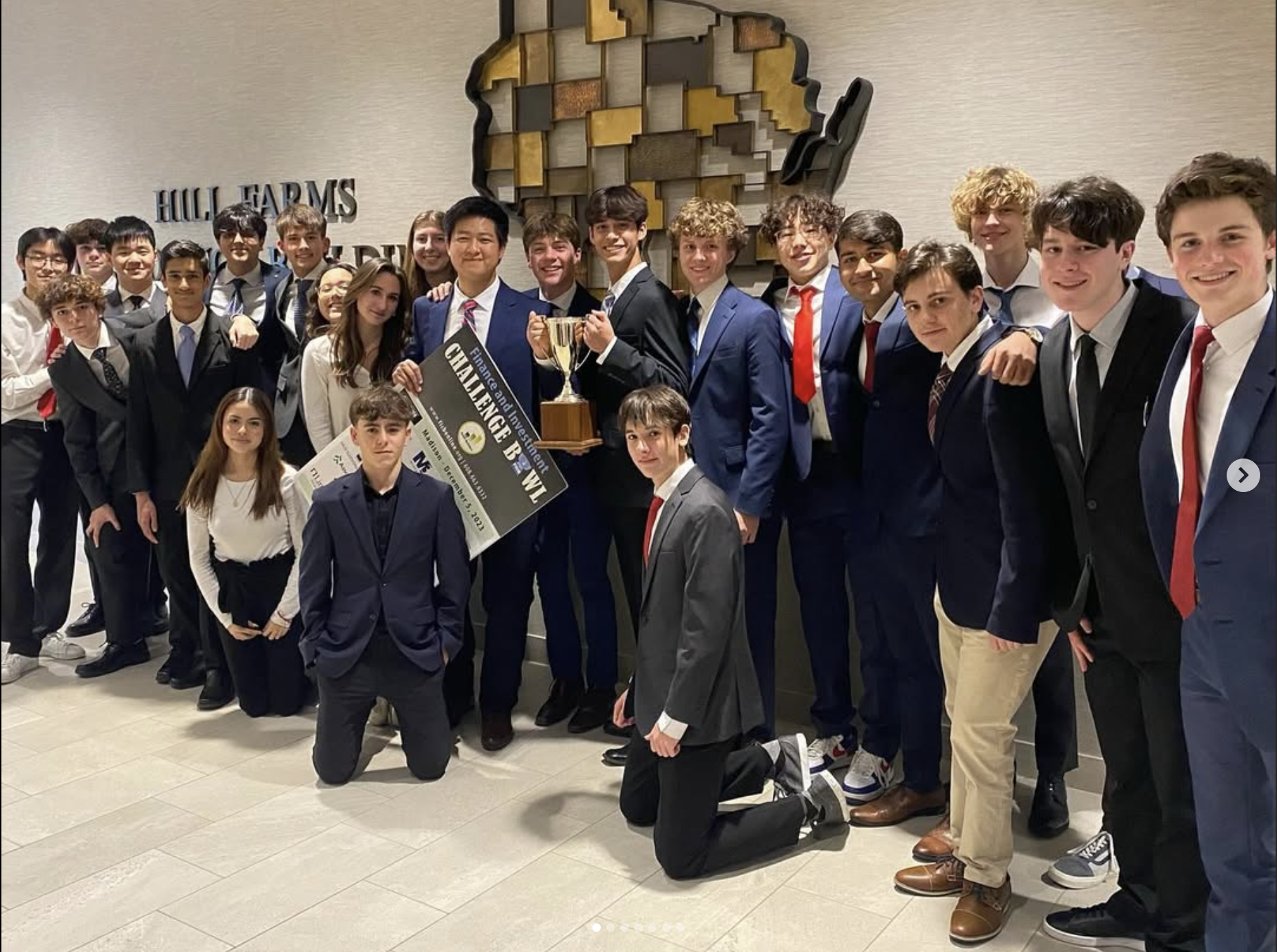 Students celebrating competition victory