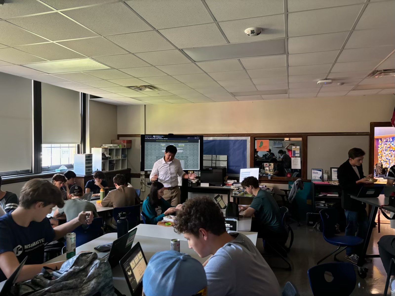 Students working with computers and technology